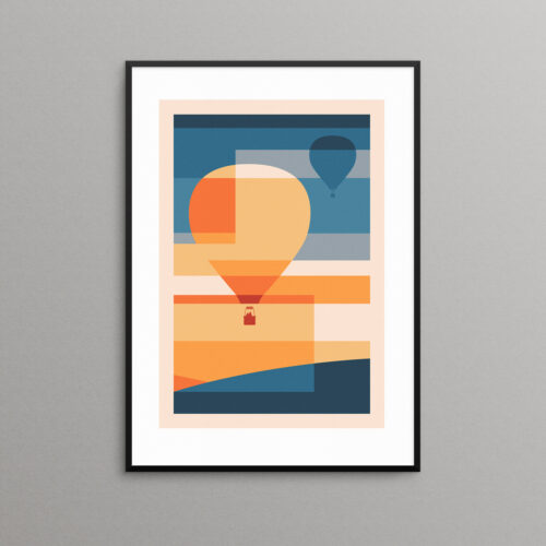 Hot air balloon geometric print poster