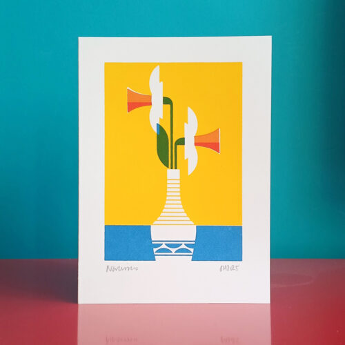 Screen printed daffodil card