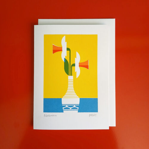 Screen printed daffodil card