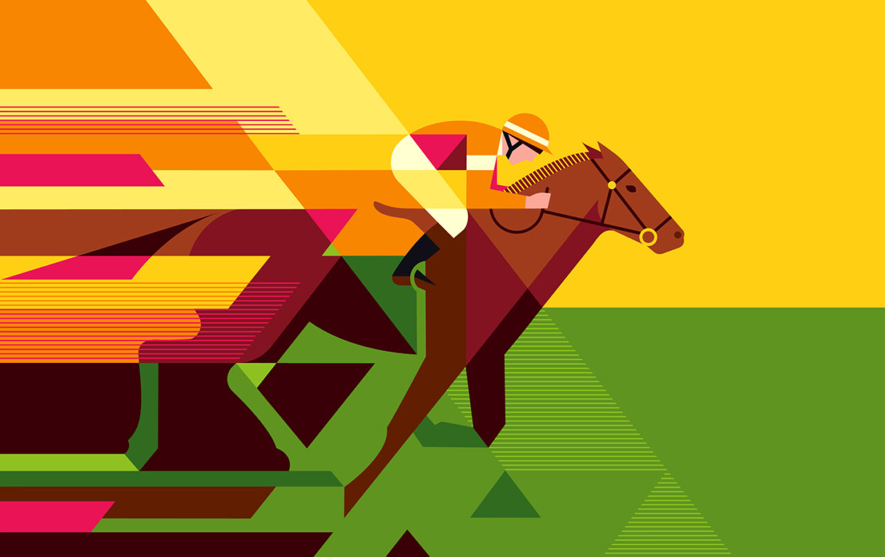 Horse racing geometric vector illustration