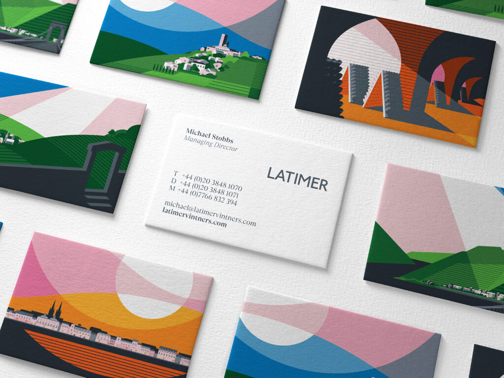 Latimer Vintners business cards illustrations