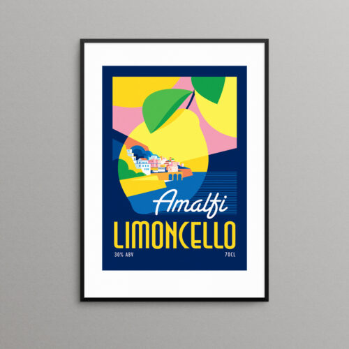 Amalfi Limoncello travel poster print illustration