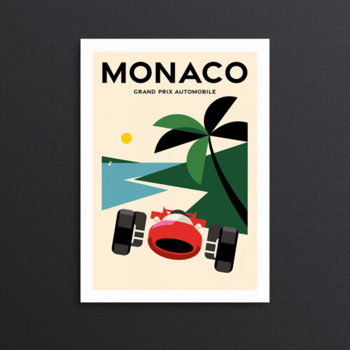 Monaco Grandprix vintage retro print poster