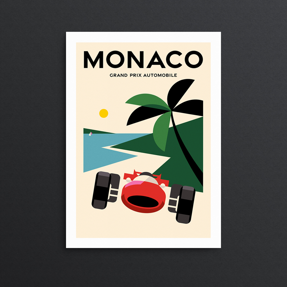 Monaco Grandprix vintage retro print poster