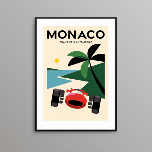 Monaco Grandprix vintage retro print poster