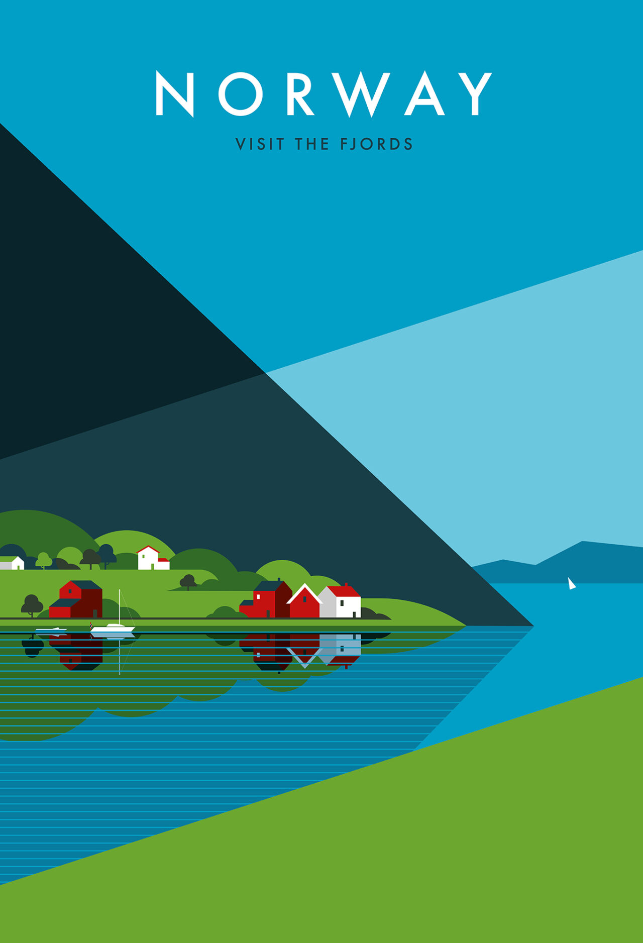 Norway travel poster print illustration