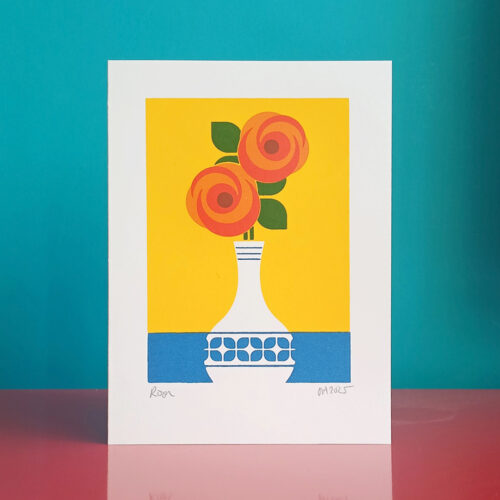 Screen printed rose card