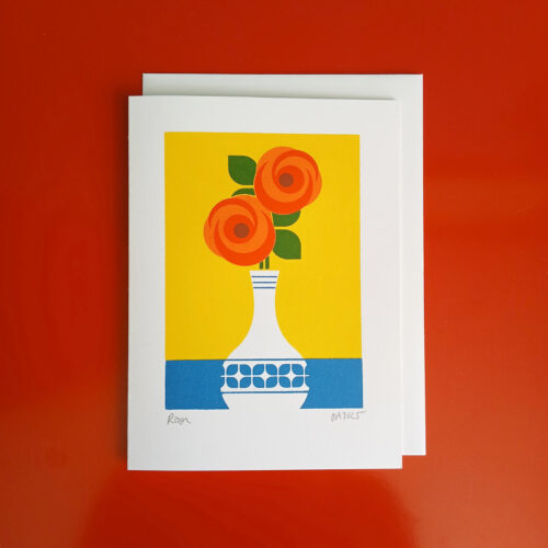 Screen printed rose card