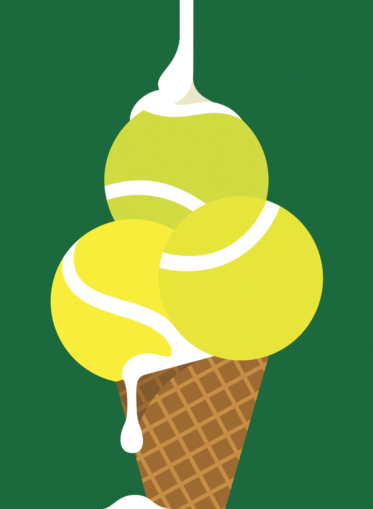 Tennis ice cream cone illustration