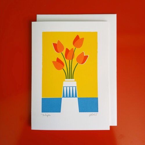 Screen printed tulip card