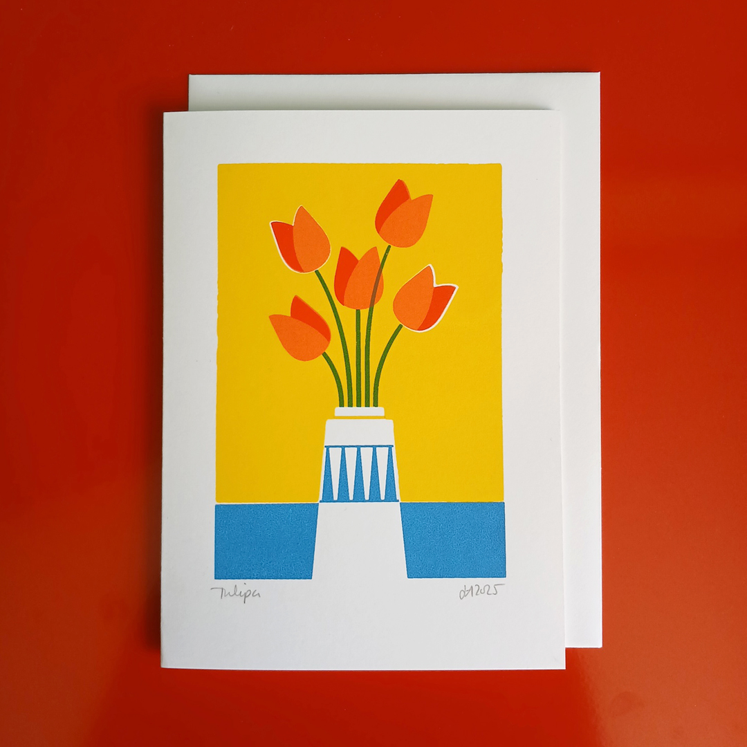 Screen printed tulip card