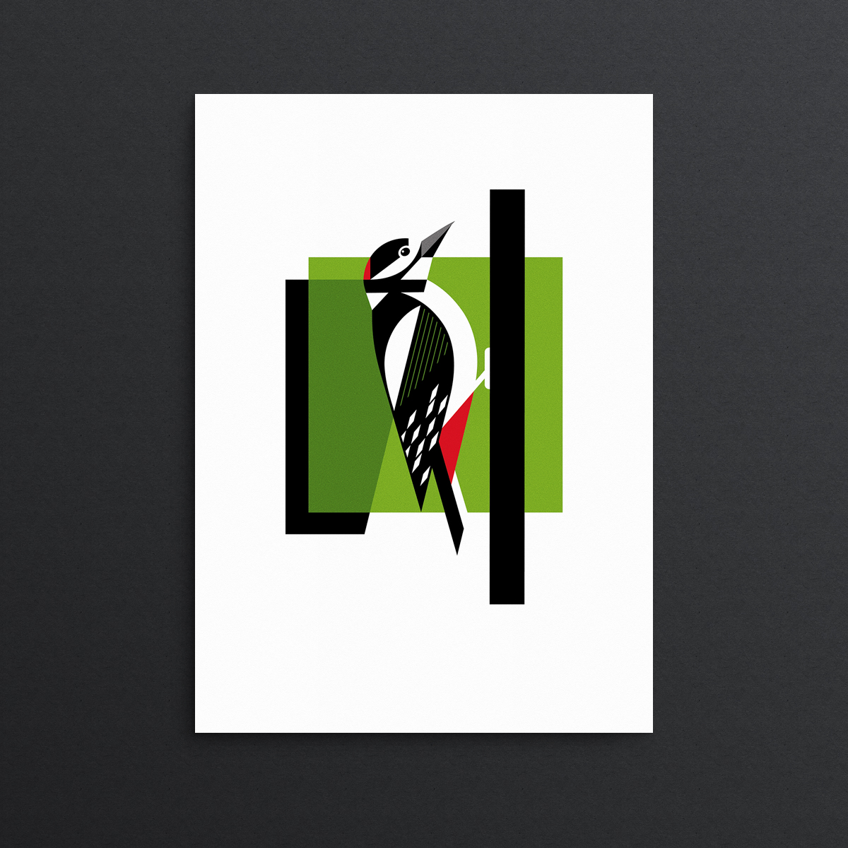 Great Spotted Woodpecker illustration print