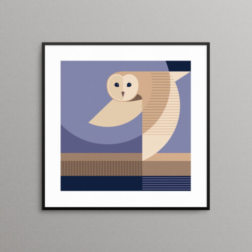 Geometric barn owl art print