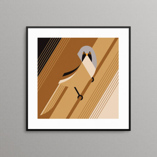 Geometric bearded tit art print