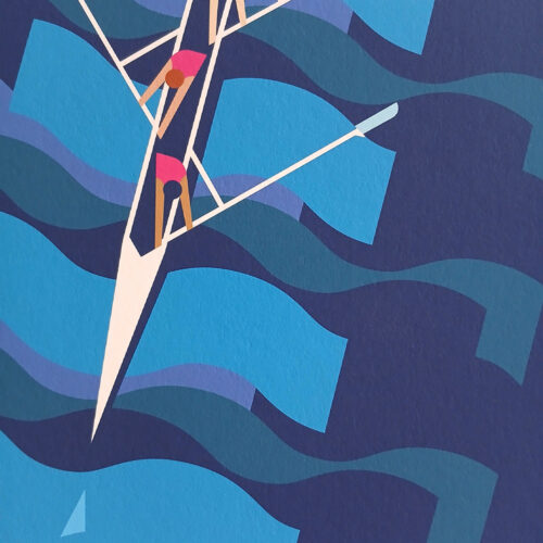 Boat race poster print illustration close up