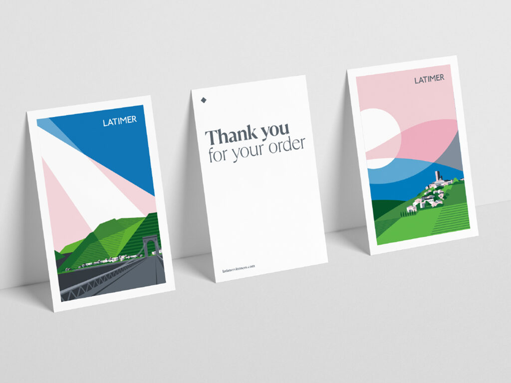 Latimer Vintners postcard illustrations