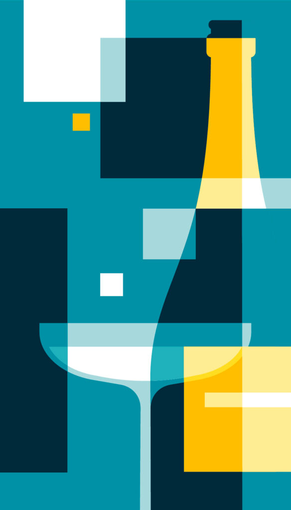 Abstract Geometric Champagne Illustration