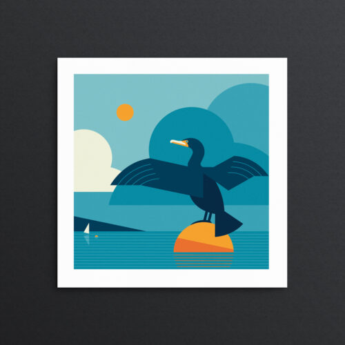 Geometric cormorant art print