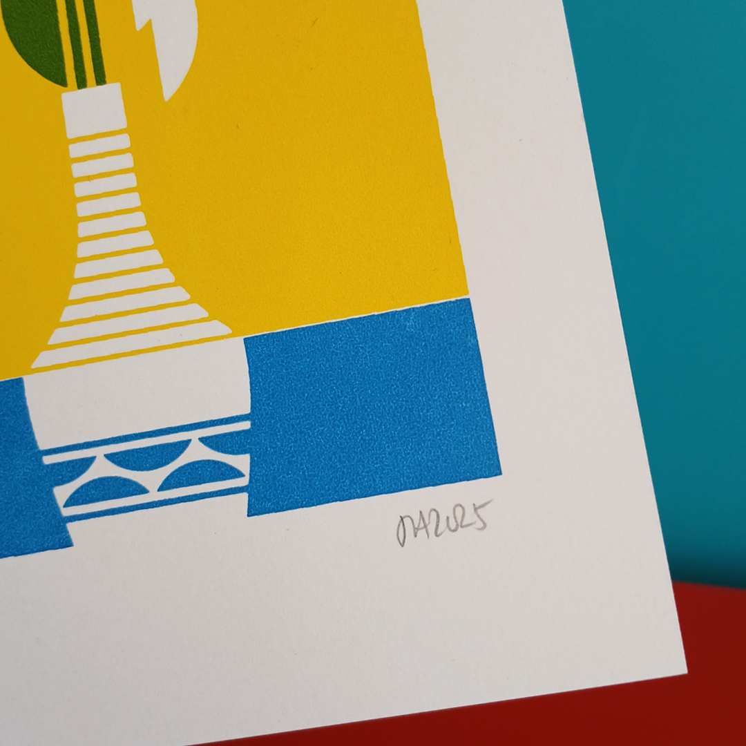 Screen printed daffodil card
