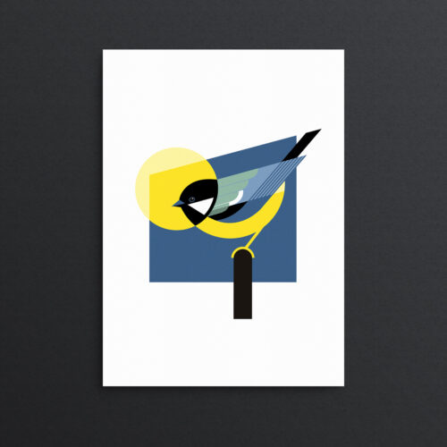 Great tit illustration print