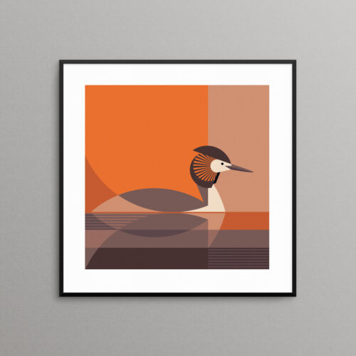 Geometric grebe art print
