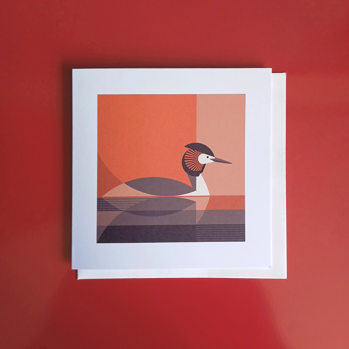 grebe illustration greetings card