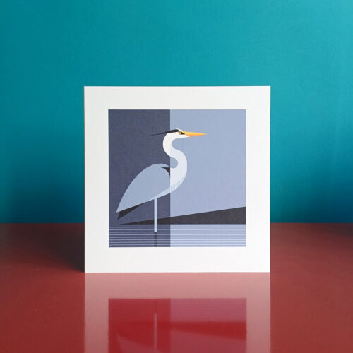Heron illustration greetings card