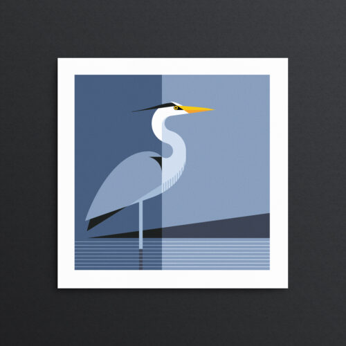 Geometric heron art print