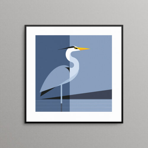 Geometric heron art print