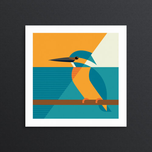 Geometric kingfisher art print
