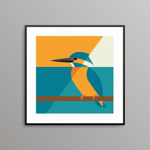 Geometric kingfisher art print