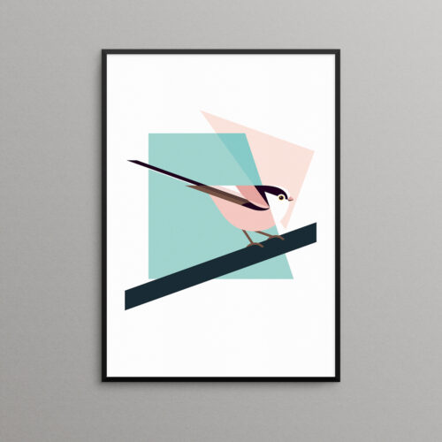 Long-tailed tit illustration print