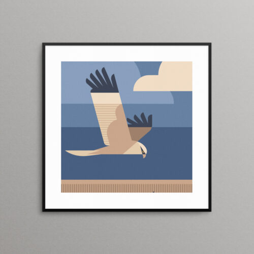 Geometric marsh harrier art print