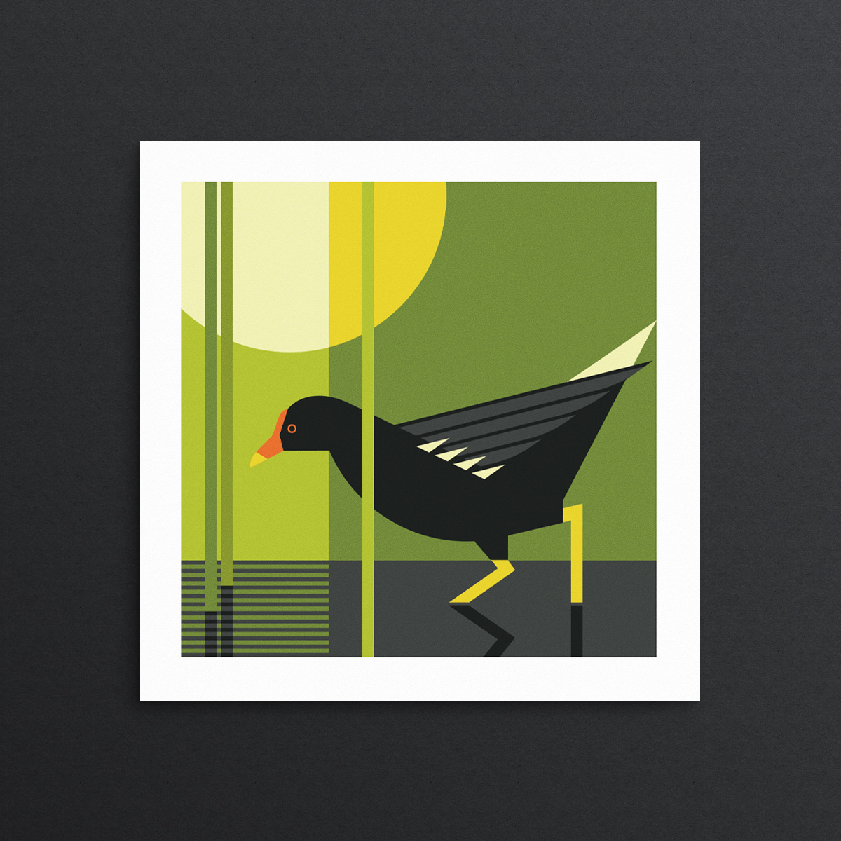 Geometric moorhen art print