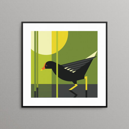 Geometric moorhen art print
