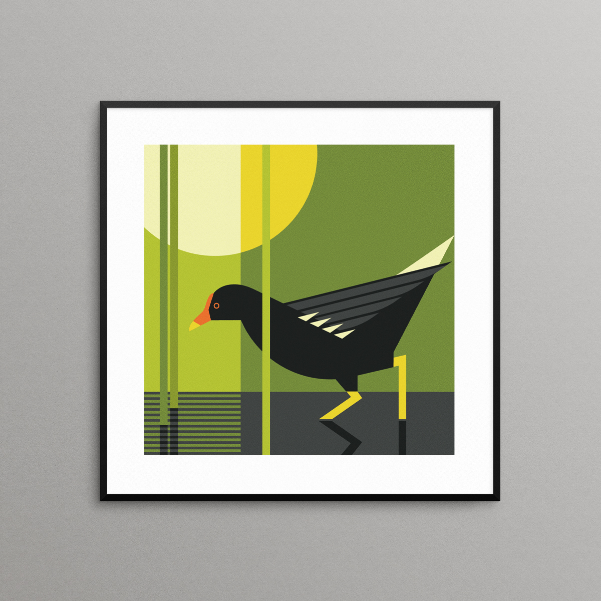 Geometric moorhen art print