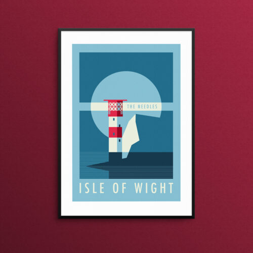 The Needles lighthouse, Isle of Wight travel poster print
