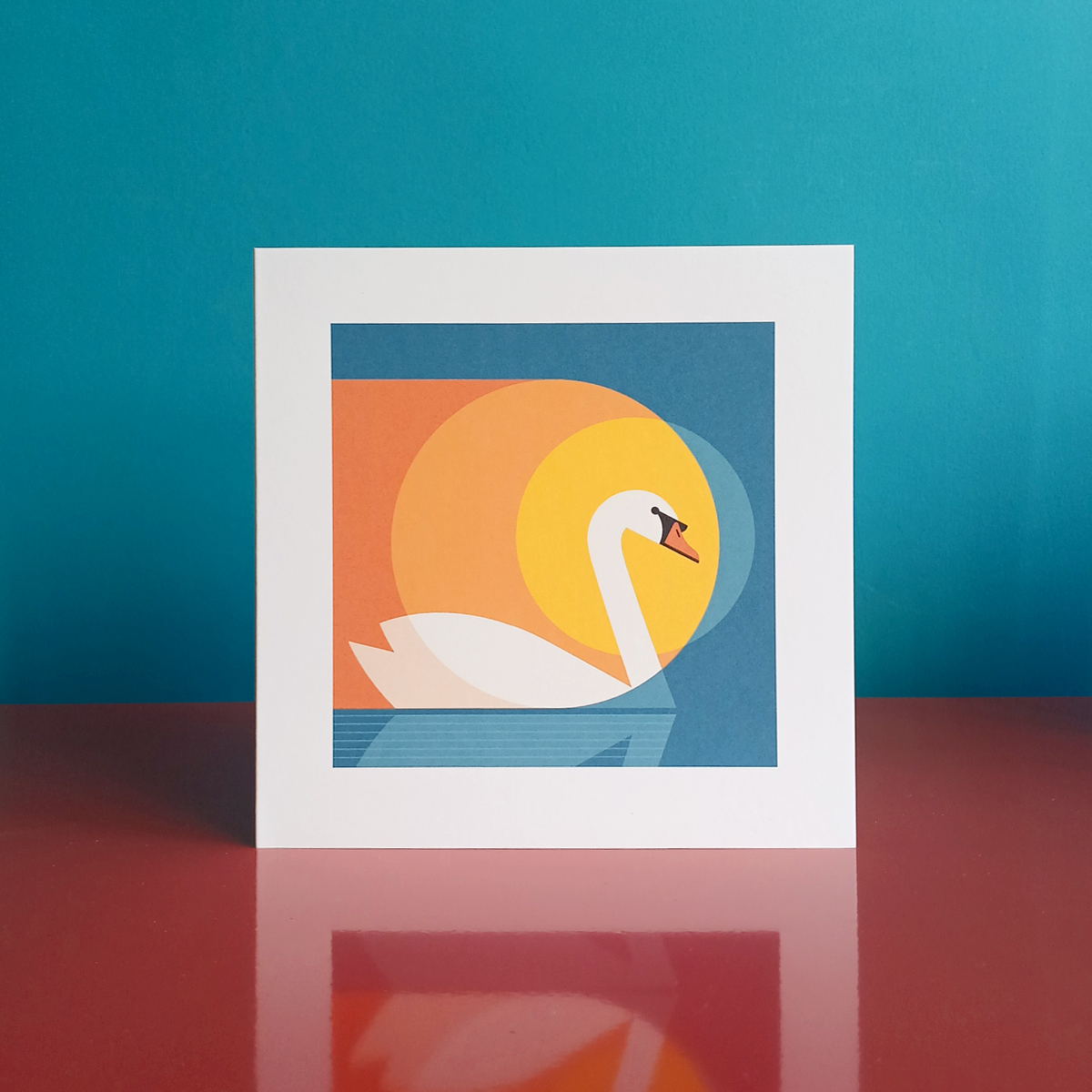 swan illustration greetings card
