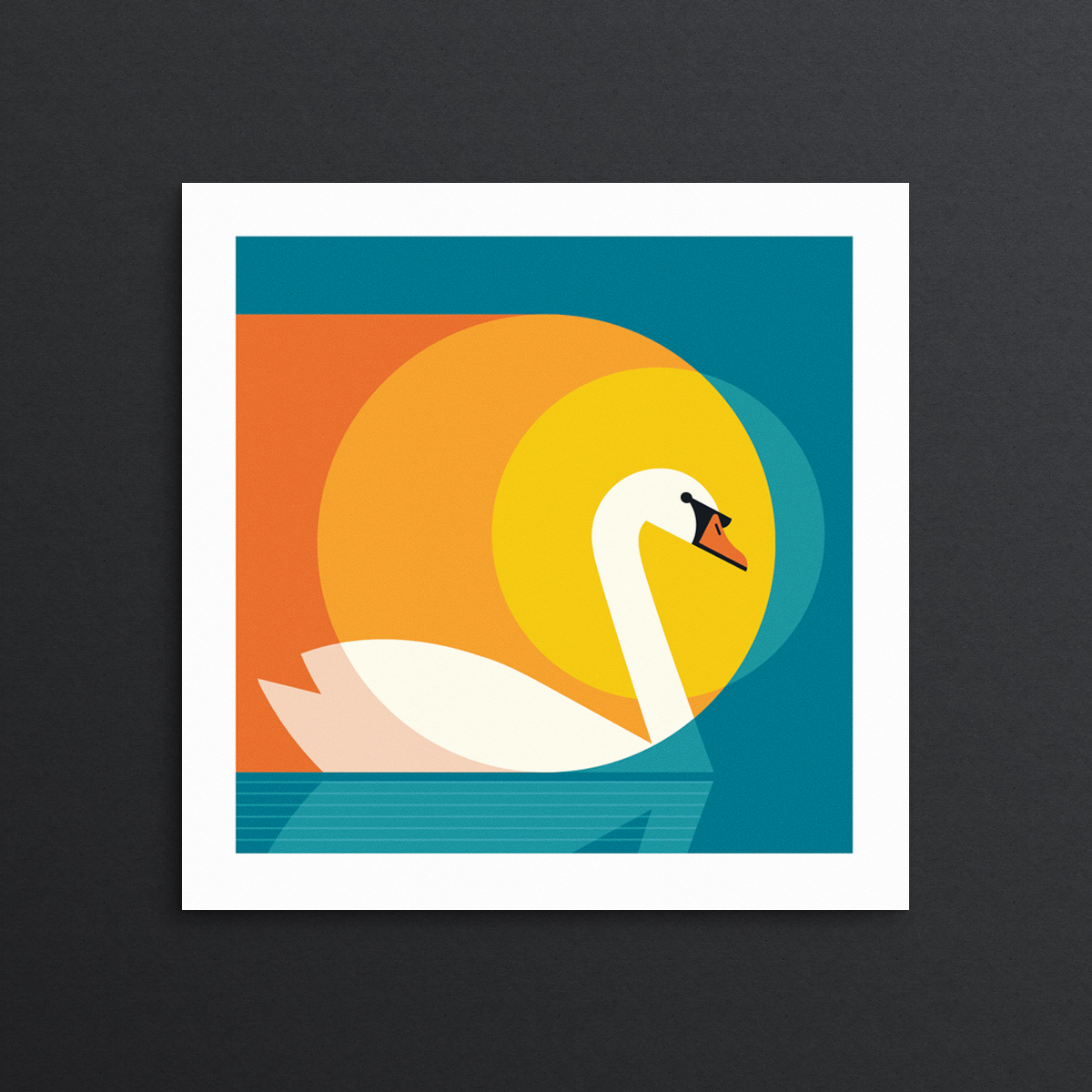 Geometric swan art print