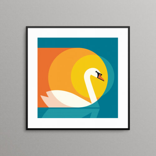 Geometric swan art print