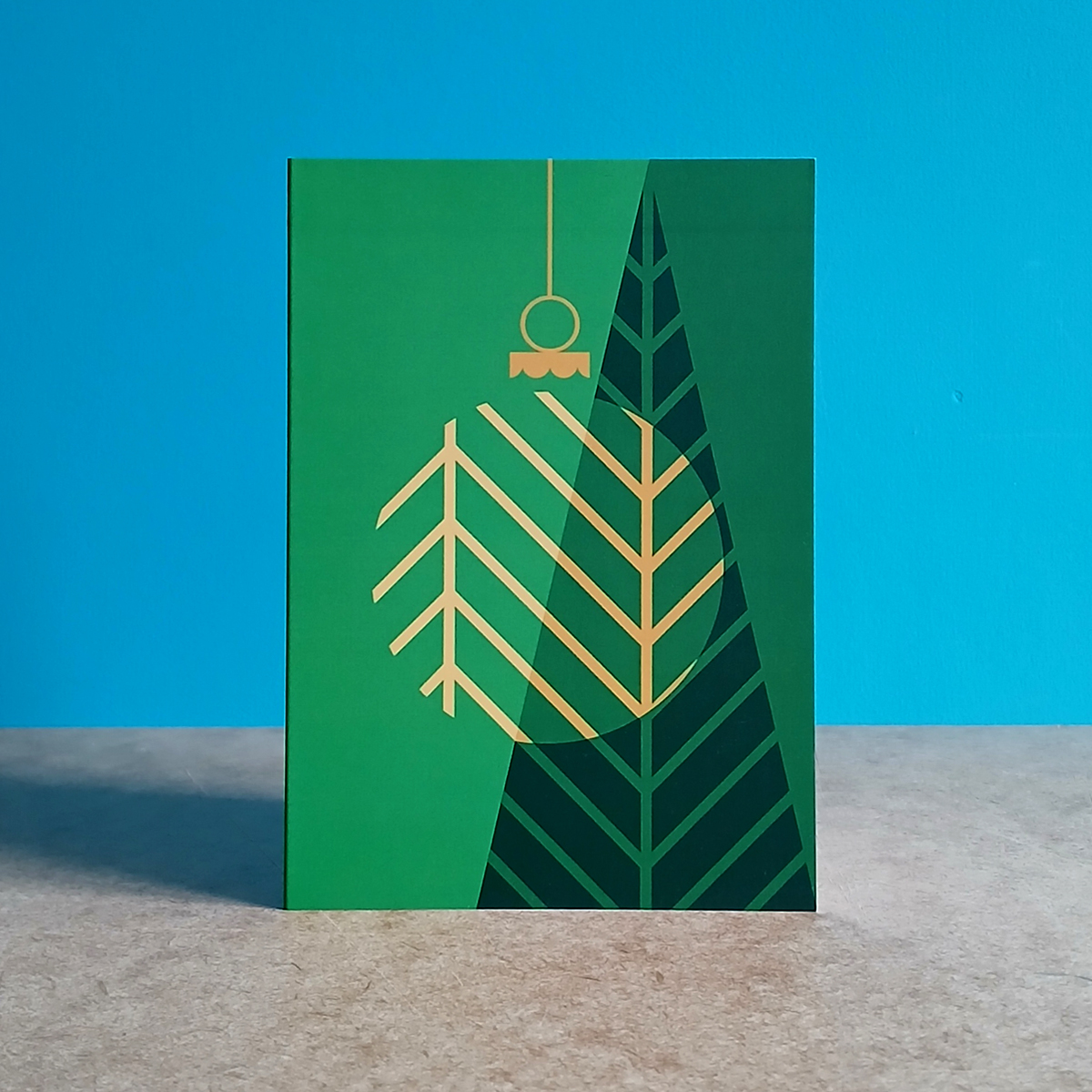 Christmas tree and bauble Christmas card