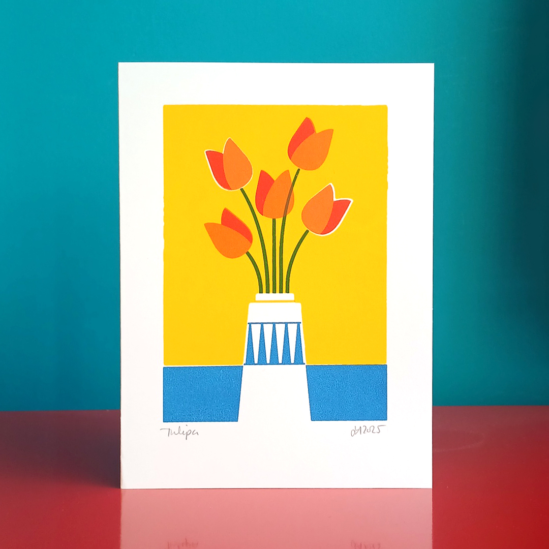 Screen printed tulip card