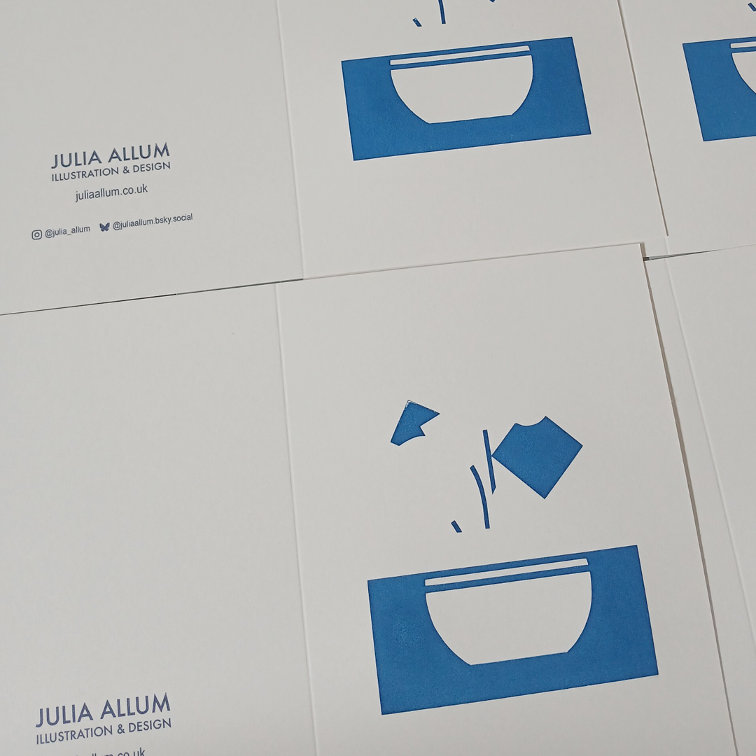Screen printed geometric flower greetings card layer 1