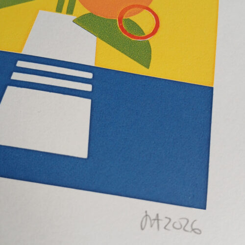Screen printed geometric flower greetings card