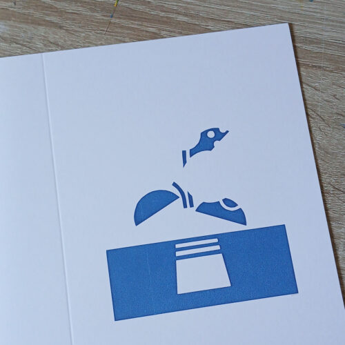 Screen printed geometric flower greetings card layer 1